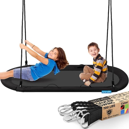 Serenelife 67 in Oval Saucer Swing, Black SLSOVSWNG09BK
