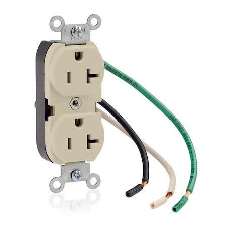 Leviton Duplex Outlet, Ivory 20A, 125V, TR 5340-I