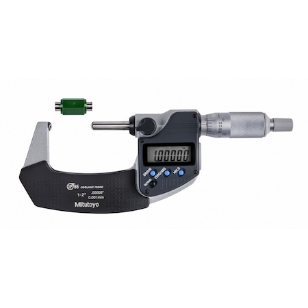 Mitutoyo MICROMETER, SPHERICAL FACE, S-S, 1-2 In, .00005 In/0.001MM, IP65 395-372-32