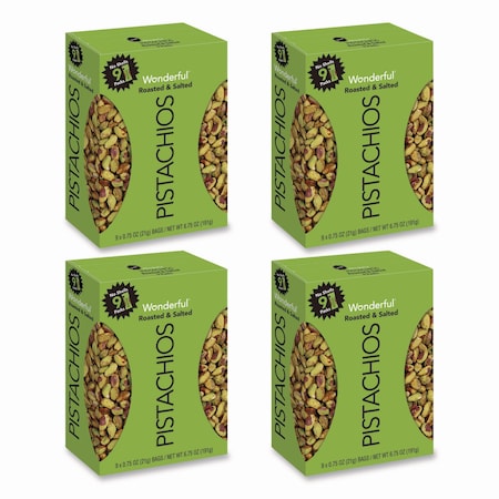 Paramount Farms Wonderful No Shells Pistachios, Roasted and Salted, 0.75 oz Bag, 36PK PAR91100
