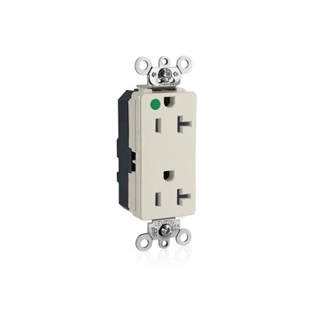 Leviton Hospital Grade Decora Receptacle, 20 Amp, 125 Volt MT163-HGT