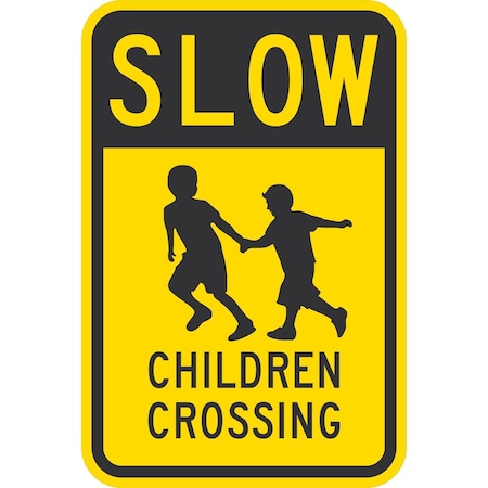 Lyle Slow Children Crossing (W/Sym), 12x18, High Intensity Prismatic, Yellow G-3902-HI_12x18
