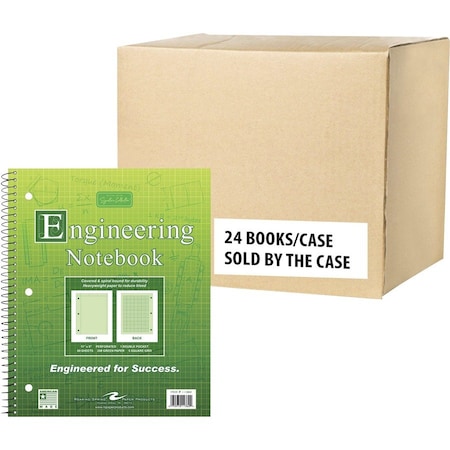Roaring Spring Case of Engineering Wirebound Notebook, 8.5"x11", 80 sht/book, Green Tinted, Heavyweight Backer, PK24 11382CS