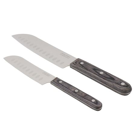 Martha Stewart Everyday 2 Piece Stainless Steel Santoku Knife Set in Dark Grey 128767.02