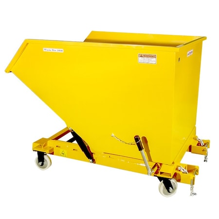 Aardwolf Waste Bin, 3307 lb Capacity, Steel, Yellow WB1000PC