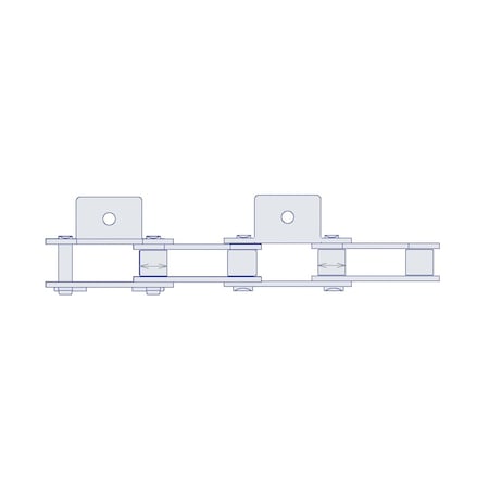 Hkk Chain HKK Double Pitch Riv Standard Conveyor w/A-1 Att Every 2nd P on Pin Link, 1.25P, .4 Dia x 3/8 W DC050RA1E2P