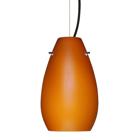 Besa Lighting Besa Pera 9 Pendant, Amber Matte, Black Finish, 1x 9W LED 1KX-412680-LED-BK