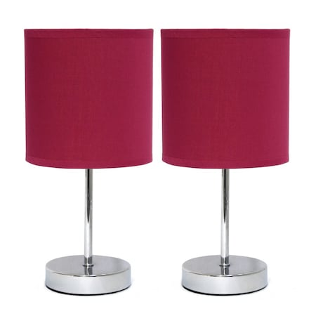 Homeroots Set of Two 12" Silver Metal Table Lamp With Wine Drum Shade 642876