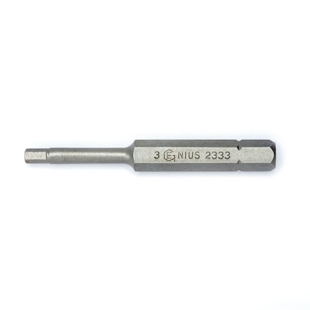Genius Tools 1/4in Hex Shank, 3mm Hex Screwdriver Bit 56mmL 2333