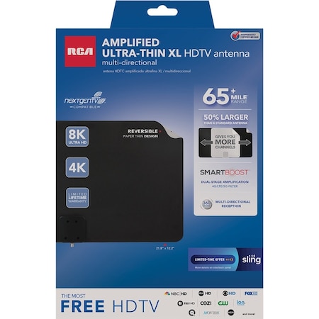 Rca Amplified Ultra-Thin Multi-Directional XL Indoor HDTV Antenna ANT2160EV