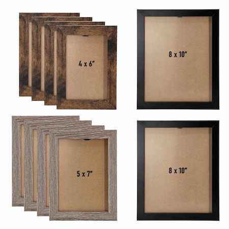 Megachef 10 Piece Assorted Wood Picture Frame Set in Black and Brown 750122149M