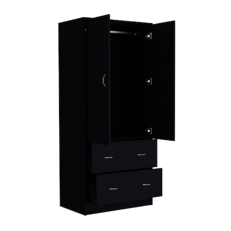 Homeroots 71" Black Two Door Two Drawer Combo Dresser 552278