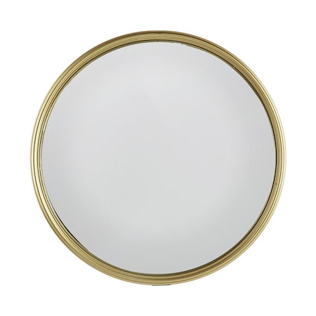 Homeroots 15" Gold Round Iron Textured Framed Accent Mirror 485068