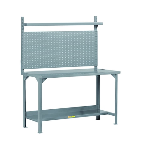 Little Giant Heavy-Duty Packaging Table with Pegboard Panel & Shelf WST2-3672-36-WPB-SHLF