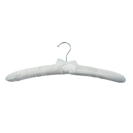 Rdi White Satin Hanger 15" Standard Hook Chrome 100cs, 100PK HG-STN-WHT