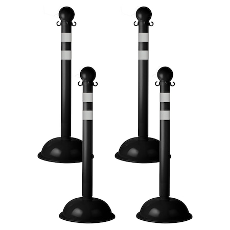 Mr. Chain Black Reflective Heavy Duty Stanchion (4-Pack) 99950-4
