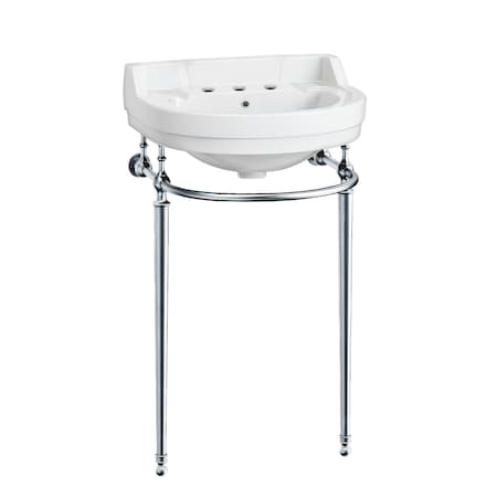 Whitehaus Collection 22 in Console Sink With Semi-Circular Bowl, Single Faucet Drilling, Brass Leg Supports and Overflow WHV022-L32-3H-C
