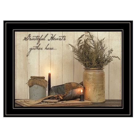 Homeroots Grateful Hearts 2 Black Framed Print Kitchen Wall Art 406732