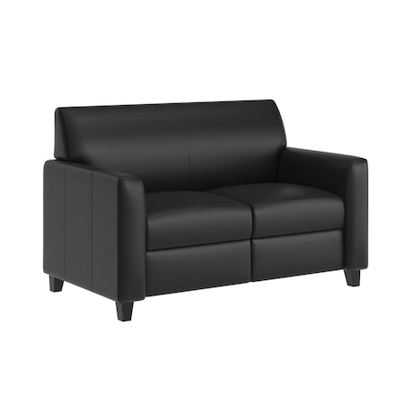 Flash Furniture Black LeatherSoft Reception Loveseat w/Right Side Charging Bank, Includes 2 Outlets, 2USB, 1 USB-C BT-827U-2-BK-GG