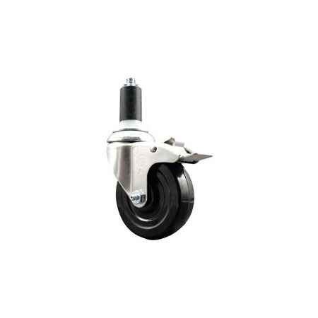 Service Caster 4 Inch 316SS Soft Rubber Swivel 1-3/8 Inch Expanding Stem Caster Lock Brake SCC SCC-SS316TTLEX20S414-SRS-138