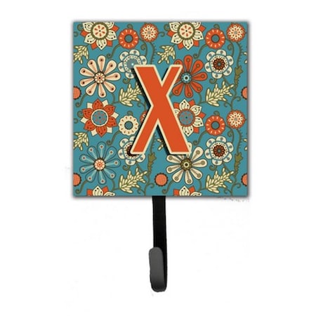 Carolines Treasures Letter x Flowers Retro Blue Leash and Key Holder CJ2012-XSH4