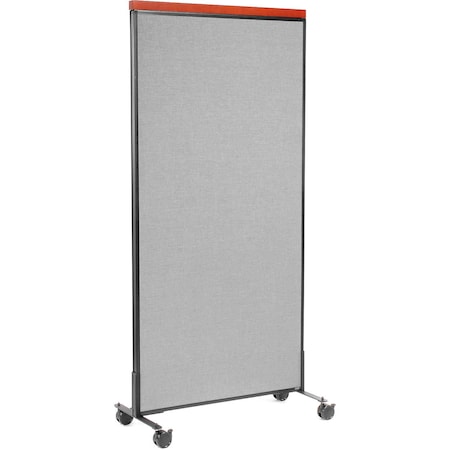 Global Industrial Interion Mobile Deluxe Office Partition Panel, 36-1/4"W x 76-1/2"H, Gray 694969MGY