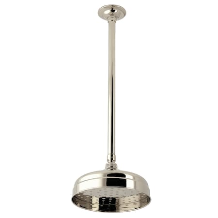 Kingston Brass 8" Round Brass Shower Head with 17" Ceiling Mounted Shower Arm, Polished Nickel K124K26