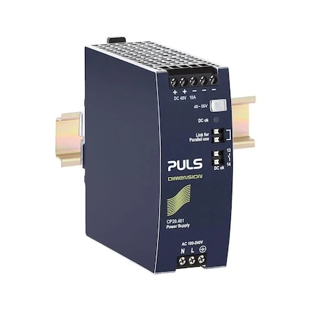 Puls DIN rail power supplies for 1-phase system, 48 V, 10 A, DC-OK relay contact CP20.481