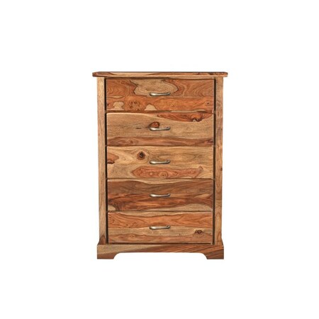 Homeroots 51" Brown Solid Wood Live Edge Five Drawer Standard Chest 552247