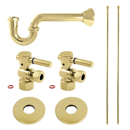 Kingston Brass Bathroom Plumbing Supply Kit, 1/2" NPT Female Inlet x 3/8" O.D. Compression Outlet, Polished Brass KPK402