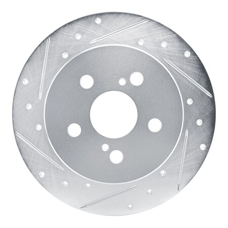 Dynamic Friction Co DFC Brake Rotor - Drilled and Slotted - Silver 631-76156L