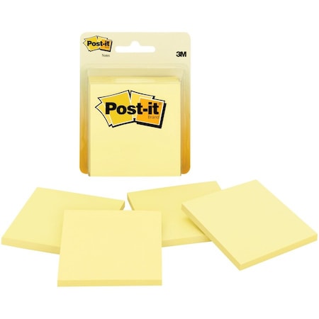 Post-It 3 in. W X 3 in. L Canary Yellow Sticky Notes 4 pad, PK4 5400