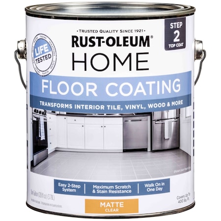 Rust-Oleum HOME Floor Coating, Top Coat, Clear, Matte, 1 Gallon 358585