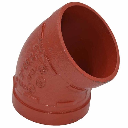 Industrial Choice Groove 45 Elbow Red Painted 4 inch GV-45-4-P