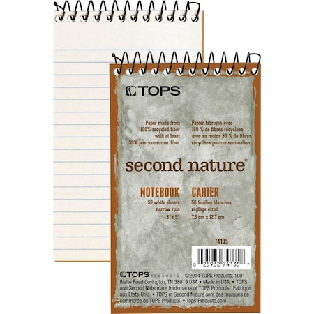 Tops NOTEBOOK, NARRLD, 50CNT, 3X5 74135