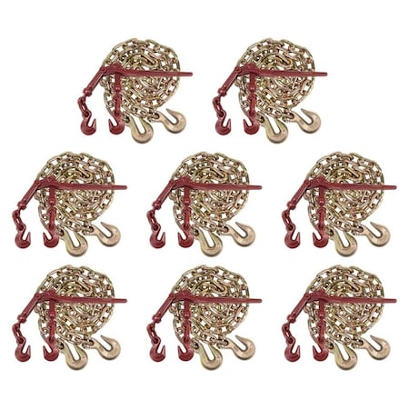 Mytee Products 3/8 20ft G70 Chain 8 and Lever Binder Boomer 8 Transport Chains 38CHLBx8