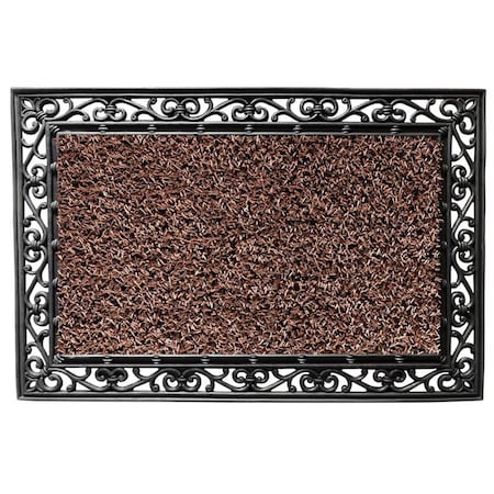 Grassworx GrassWorx Clean Machine 24 in. W X 36 in. L Brown Wrought Iron Stems and Leaves Astroturf Door Mat 10376817