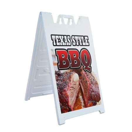 Signmission Texas Style Bbq, A-Frame & 2 Decals Installed, Heavy-Duty Plastic Frame SBHD-D-2436-Texas Style Bbq