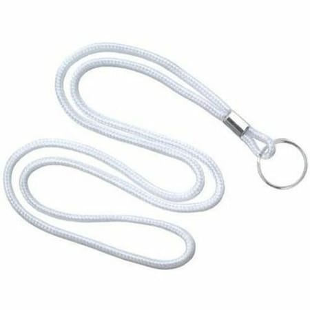 Brady LANYARD STANDARD, WHITE, ROUND WOVEN LANYARD W/NICKEL PLATED STEEL, SPLIT RING 2135-3108