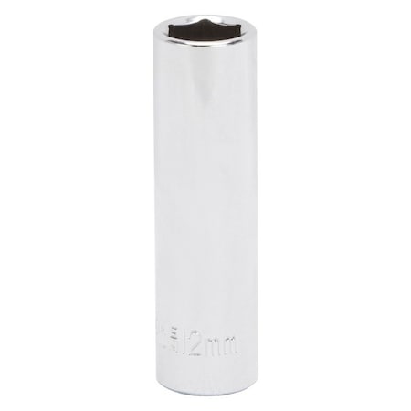 Vulcan Drive Socket, 12 mm Socket, 3/8 in Drive, 6-Point, Chrome Vanadium Steel, Chrome, MT6500730 MT6500730