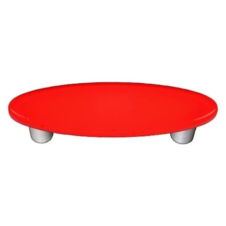 Palacedesigns Transparent Orange Oval Glass Cabinet Pull - Aluminum Post PA165134