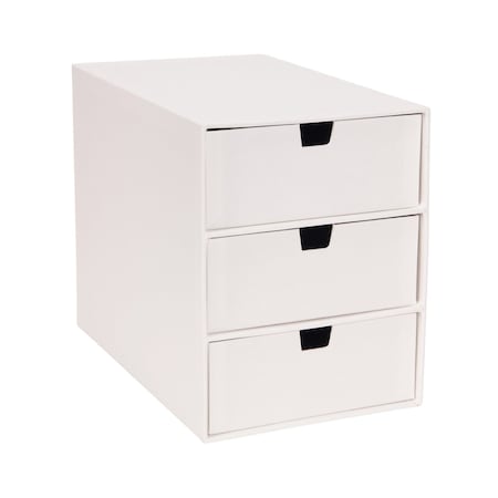 Bigso Ingrid 3-Drawer Fiberboard Desk Organizer, 8.1 x 6.3 x 9.9 in, White, Paper, 4PK 973145533