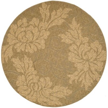 Safavieh 6 ft. -7 in. x 6 ft. -7 in. Round Indoor-Outdoor Courtyard- Gold and Natural- Machine Made Rug CY6957-49-7R