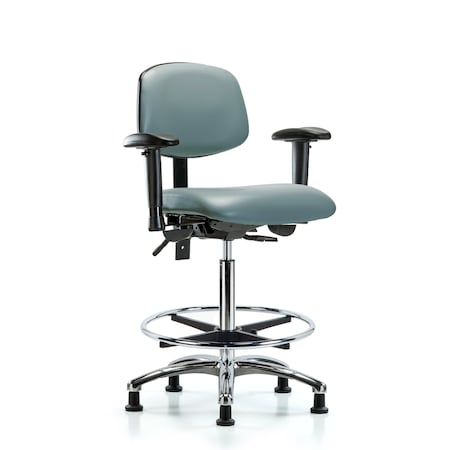 Blue Ridge Ergonomics Vinyl Chair, Vinyl, Adjustable Arms BR-VHBCH-CR-T0-A1-CF-RG-8822