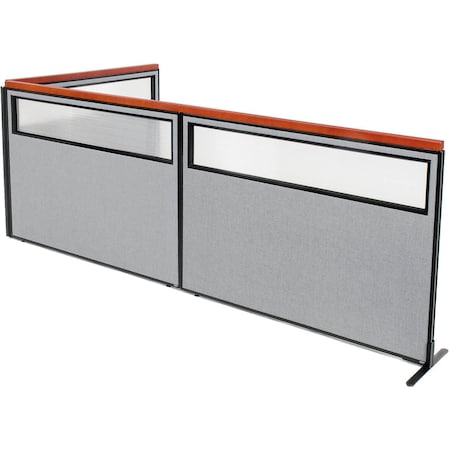 Global Industrial Interion Deluxe Freestanding 3-Panel Corner Divider w/Partial Window 60-1/4"W x 43-1/2"H Gray 695111GY