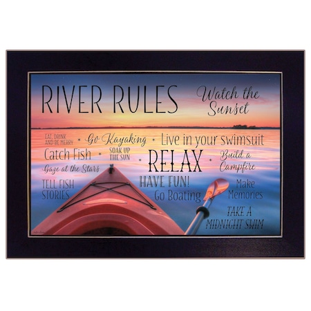 Homeroots River Rules 1 Black Framed Print Wall Art 415412