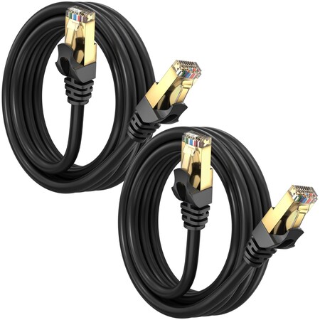 Maximm 5ft Flat Cat7 SFTP Shielded Ethernet Cable, 2PK, Black, 2PK CAT75FTBlack-2Pk