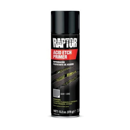 U-Pol RAPTOR 1K Acid Etch Primer, 13.2 oz Aerosol Can, Gray, Liquid, 48.4 sq-ft Coverage UP5023