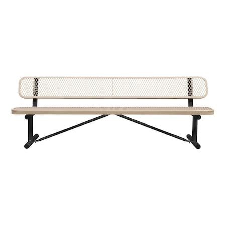 Leisure Craft Portable, Bench with Back, 8ft., Beige B8WBP-BEIGE
