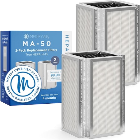 Medify Air Medify MA50 Genuine Replacement Filter for Smoke Smokers Dust Odors Pet Dander 2Pack 2PK MA-50R-2